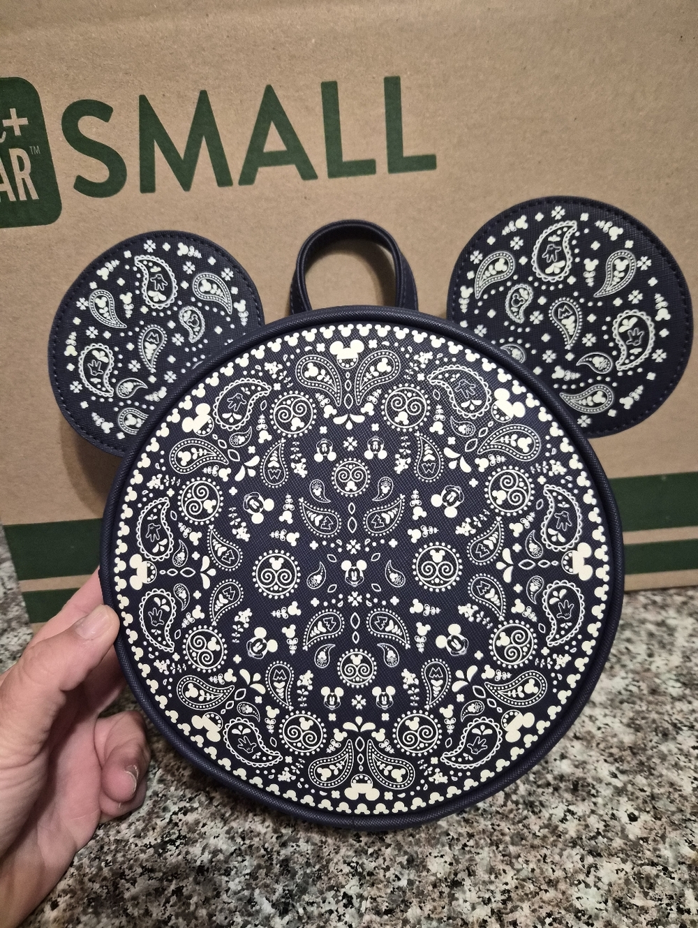 Loungefly Navy and White Bandana Mickey Ear Crossbody Bag